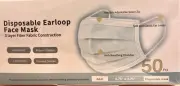 50 PCS Disposable Earloop Face Mask 3 Layer Fiber Fabric Construction Adult Size