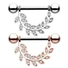 Crystal Leaf Ball Tongue Nipple Barbell Rings Bars Body Jewelry Piercing 14G _mo
