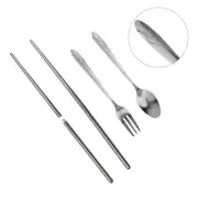 Travel Friendly Stainless Steel Eating Utensils Set Chopsticks Fork Spoon