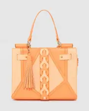 Orange Stephanie Braided Panel Tote Bag