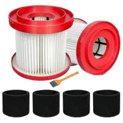 2Pack 49-90-1900 HEPA Filter for Milwaukee Cordless M18 Vacuum 0780-20 0880-20,with 4 Foam Sleeve Fi