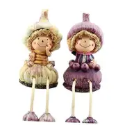 Home Kitchen Decorative Fruits & Vegetables Scarecrow Sitters with Garlic
