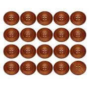 50Pcs Wooden Buttons 38mm 4 Hole Round Wood Sewing Button Craft, Red Brown