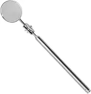 Telescopic Inspection Mirror, 30mm Retractable Hand Mirror Round Telescopic Mirror Tool Hand Tool with Handle Silver