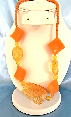 New CT Color Women's Dangle/Drop Earrings and Beaded Necklace Gift Set Orange