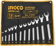 INGCO Industrial Trade Grade 12 Pcs Combination Spanners Canvas Set