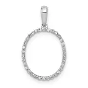 14K White Gold Real Diamond Letter O Initial Pendant