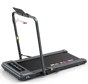 [Black Lord] Folding Walking Pad Treadmill with Handle and Display, Under Desk Running Machine with 3.3HP Motor, Speaker and Wireless Control, GS4-H Series, Grey