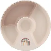 Mepal - Children's Plate with Mio Division - High Edges/Corners for Scoops - Non-Slip Base - with Compartment for Dividing into 2, 3 or 4 Parts - Microwave Safe - Sunshine & Rainbow