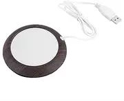 USB Powered Cup Warmer, Walnut Wood and Metal, Heating Evenly, Keep Beverages Warm, for Home and Office Use (#02)