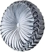 Xiao Hua Throw Pillows Velvet Pleated Round Pumpkin Couch Cushion Floor Filled Cushion for Home Sofa Chair Bed Car Decor (Grey)
