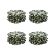 4PK Ceramic 17cm Pillar/Taper Candle Holder Succulent Bell Juniper - Green
