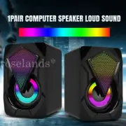 1 Pair LED RGB Light Speakers Wired USB PC Speaker Stereo for Desktop Computer