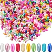 [SUNNYCLUE] 1 Box 120G About 1920Pcs Rice Shaped Beads Oval Acrylic Beads 8mm Random ABS Plastic Imitation Pearl Long Oat Loose Spaces for Jewelry Making DIY Crafts Bracelet Necklace Supplies Adults