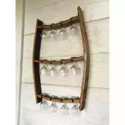 Wine Barrel Trio Glass Display (Wine Rack - Wine Rack Wall Mount -Stemware Rack)