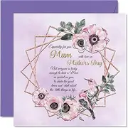 Classic Mother’s Day Card for Mum, Beautiful Traditional Floral Mothers Day Card for Mother from Daughter Son, 145mm x 145mm Seasonal Mummy Mama Mam Mammy Mom Mommy Flower Greeting Cards