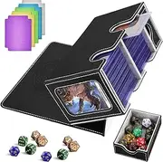 HIMOMO MTG Deck Box, Commander Deck Box for 200+ Cards, PU Leather Magnetic Closure Trading Card Box, Compatible with MTG, PKM, with 2 Cardboard Dividers, Cube Box, 1 Magnetic Card