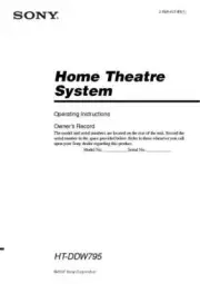Sony HT-DDW795 Home Theater System Owners Manual