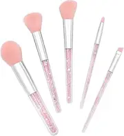 GANAZONO 5Pcs Makeup Brush for Women Transparent Handle Powder Eyebrow Foundation Brushes Cosmetics Brushes for Application and Easy Cleaning