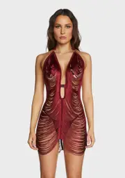 [Thistle and Spire] Ruby Fringe Benefits Sheer Slip Dress