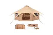 VEVOR Canvas Tent 4 Seasons 5 m/16.4 ft Bell Tent for Camping with Stove Jack
