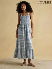 Joules Mabel Blue Smocked Sundress (E80097) | $150