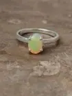 925 Sterling Silver Natural Ethiopian Opal Gemstone Solitaire Women Dainty Ring