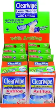 Clearwipe Antifog Lens Cleaner 6 X 20 Packs Total 120 Wipes NEW FREE SHIPPING