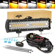 AUXBEAM 12" INCH STROBE FLASH LED WORK LIGHT BAR OFFROAD DRIVING CAR TRUCK BOAT