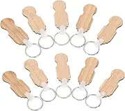 10pcs Bamboo Trolley Tokens Portable Key Ring Pendants for Grocery Shopping Lightweight Shopping Trolley Remover Elegant Keychain for Supermarket Use and Practical