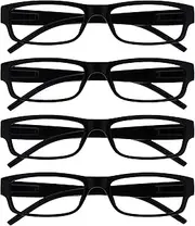 The Reading Glasses Company Black Lightweight Comfortable Readers Value 4 Pack Mens Womens RRRR32-1 +2.00