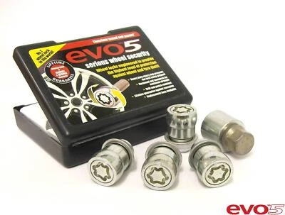 Set Of 4 Evo MK5 M12x1.50 Silver Locking Nuts For Alloy Wheels B1-482/5