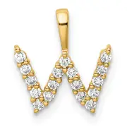 14k Yellow Gold 1/6 Ct. Lab Grown Diamond VS/SI+ G+ Letter W Initial Pendant