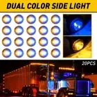 20pcs 3/4" Round Amber Blue LED Signal Trailer Clearance Side Marker Lights12V