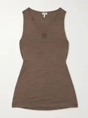 [LOEWE] LOEWE - Embroidered Wool-blend Jersey Tank - Brown - x small x small Brown
