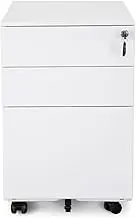 Russel 3 Drawers Mobile Pedestal - White