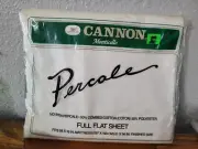 Cannon Monticello White Percale Full Flat No Iron Sheet