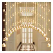 Crystal Beaded Curtain, 21 Strings Arched Door String Curtain for Champagne
