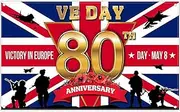 Swepuck 72x43inch Victory in Europe 80TH Backdrop May 8 Day Soldiers Airplanes Flag Photography Background Anniversary Decorations Photo Banner Booth Props