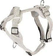 Flamingo Lago Dog Harness White & Black L - Fully Adjustable - Chrome-Plated Click Buckle - with Soft Neoprene on The Inside of The Belly Strap - A: 45-71 cm W: 50-80 cm x 25 mm x 2 mm