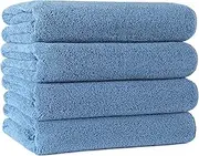 Polyte Quick Dry Lint Free Microfibre Bath Towel, 76 x 145 cm, Pack of 4 (Blue)
