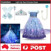 Girls Frozen Elsa Light Up Princess Dress Cosplay Costume Bookweek Dress up New