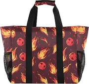 [sanluoli] Totes Foldable Beach Bag Tote Sandproof Canvas Travel Laundry Bag, Football Flame, Football Splash, 1 size