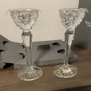Pair Waterford Crystal Conefoot Overture Candlesticks, 8", EUC