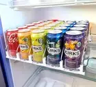 Automatic Drink Dispenser for Fridge – Adjustable Width Soda Can Organizer for 2