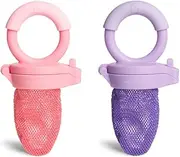 Munchkin Baby Food Feeder 2-Pack | Ideal for On The Go - Mesh Bag for Pureed Foods | Self Feeding Food Dispenser | Complementary Food Feeder | Travel Essentials | BPA Free | from 4m+ | Pink & Purple