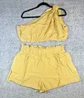 Petal and Pup Two Piece Top and Short Set Butter Yellow Size XL Sally 100% Linen