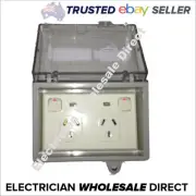Weather Proof Double Power Point + NEON + WATER Enclosure Lock Clear Lid Outdoor