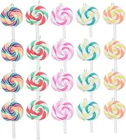 [Tofficu] 20pcs Diy Lollipop Charms Jewelry Making Kit Soft Polymer Clay Pendants Vibrant Colors for