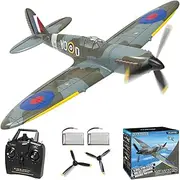 KAIMIO VOLANTEXRC 4-Channel RC Airplane Spitfire-Blue 400mm Wingspan Fixed Wing One-Touch Aerobatics 2 Batteries, 20 Minutes Flight time, Under 100g, Suitable for Novice Outdoor Practice(RTF)